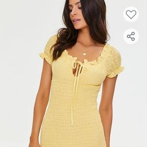 Forever 21 Smocked Bodycon Mini Dress in Mimosa Size M NWT